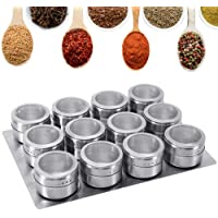 GoMaihe Especias de Cocina Tarro- Frascos de Especias Magnéticas de Acero Inoxidable- Transparente Frascos de Especias…